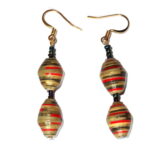 Handmade Stay Cheerful Green Red Black Stripes Earrings for women