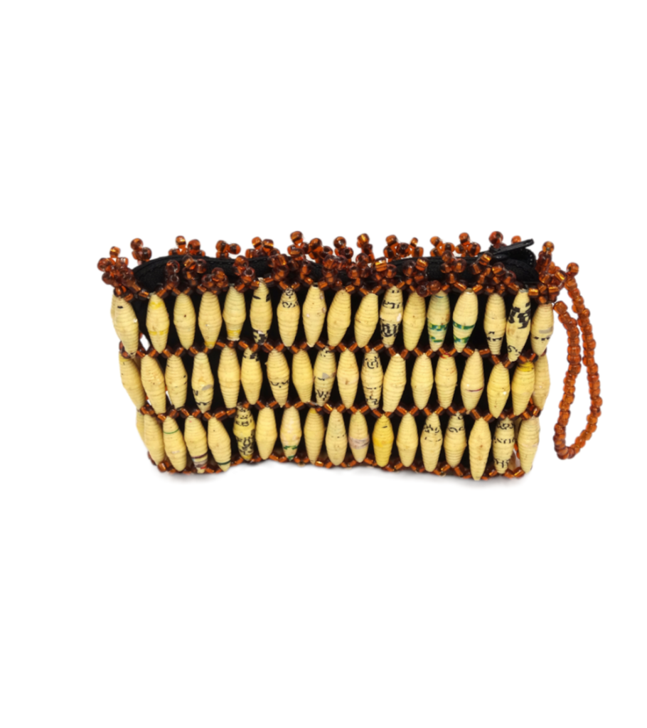 Handmade Beaded Hot Yellow Bead Purse