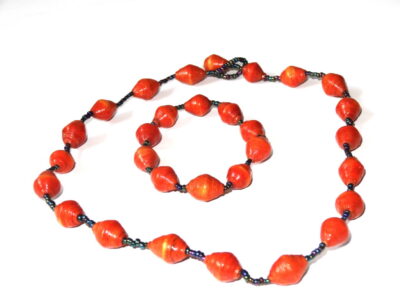 Handmade Cherry Cola Red Necklace Bracelet Set
