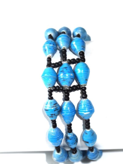 Blue Unique Handmade Paper bead recycled Bracelet