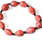 Pink Unique Handmade Paper bead recycled Bracelet