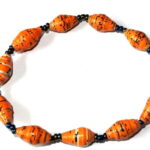 Yellow Orange Unique Handmade Paper bead recycled Bracelet