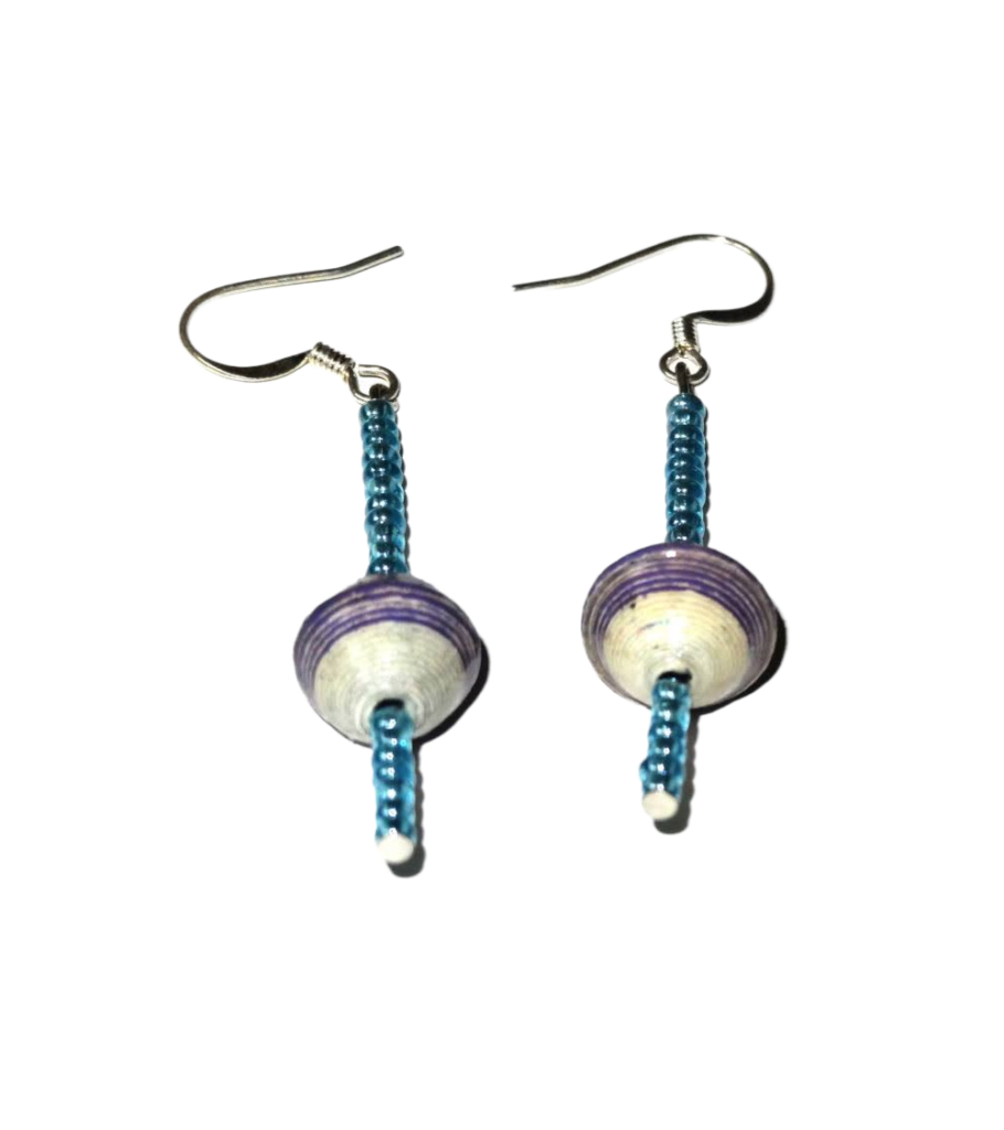 Handmade Vivacious White and Purple Earrings
