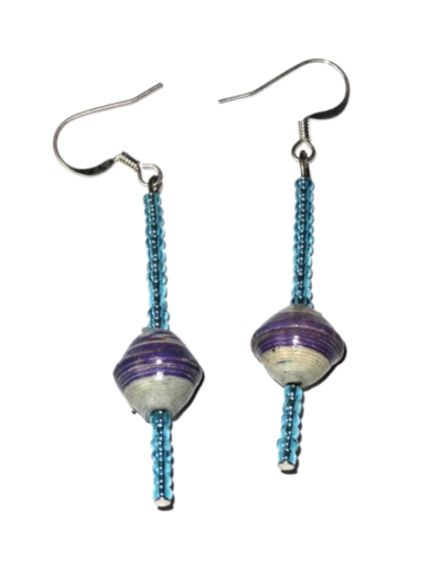 Handmade Vivacious White and Purple Earrings