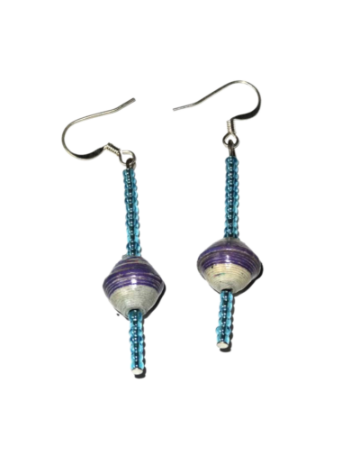 Handmade Vivacious White and Purple Earrings