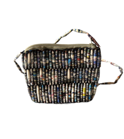 Handmade Beaded Grey White Bead Handbags