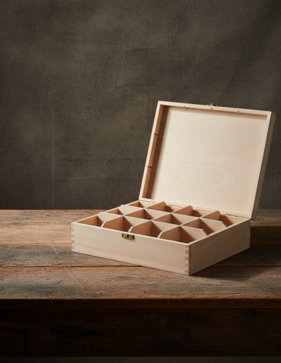 Wooden 12 Compartments Tea Bags Storage Treasure Box