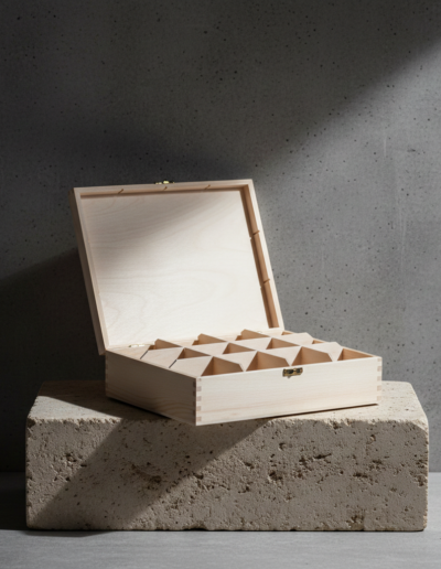Wooden 12 Compartments Tea Bags Storage Treasure Box