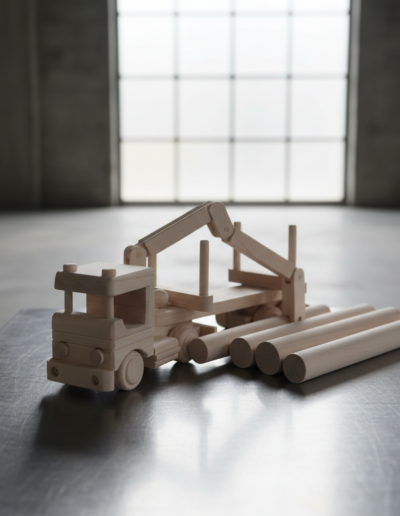 Wooden Truck with Crane