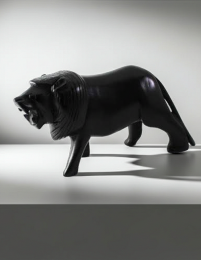 Handmade Ebony Lion | Artisan Sculpture & Majestic Home Décor