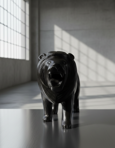 Handmade Ebony Lion | Artisan Sculpture & Majestic Home Décor