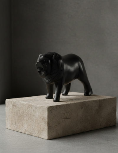 Handmade Ebony Lion | Artisan Sculpture & Majestic Home Décor