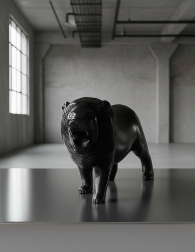Handmade Ebony Lion | Artisan Sculpture & Majestic Home Décor