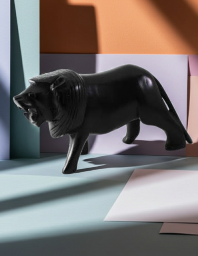 Handmade Ebony Lion | Artisan Sculpture & Majestic Home Décor