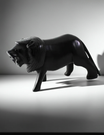 Handmade Ebony Lion | Artisan Sculpture & Majestic Home Décor