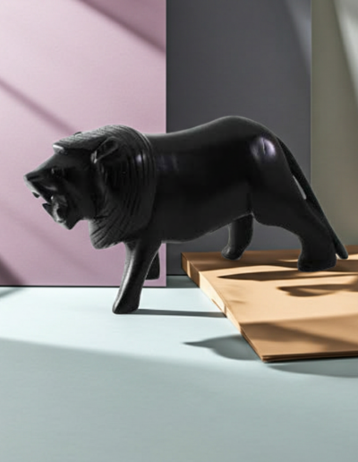 Handmade Ebony Lion | Artisan Sculpture & Majestic Home Décor