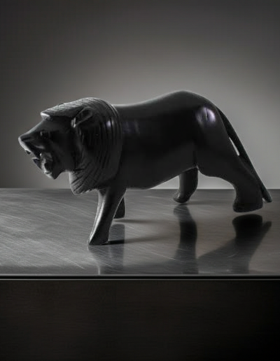 Handmade Ebony Lion | Artisan Sculpture & Majestic Home Décor