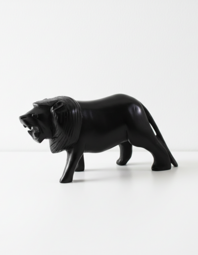 Handmade Ebony Lion | Artisan Sculpture & Majestic Home Décor