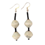 Handmade Grey and Black Bead Earrings