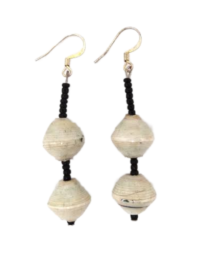 Handmade Grey and Black Bead Earrings