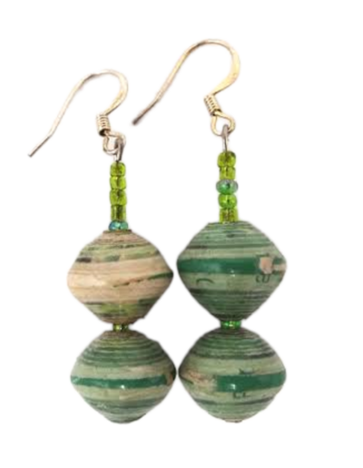 Handmade Green Bead Earrings