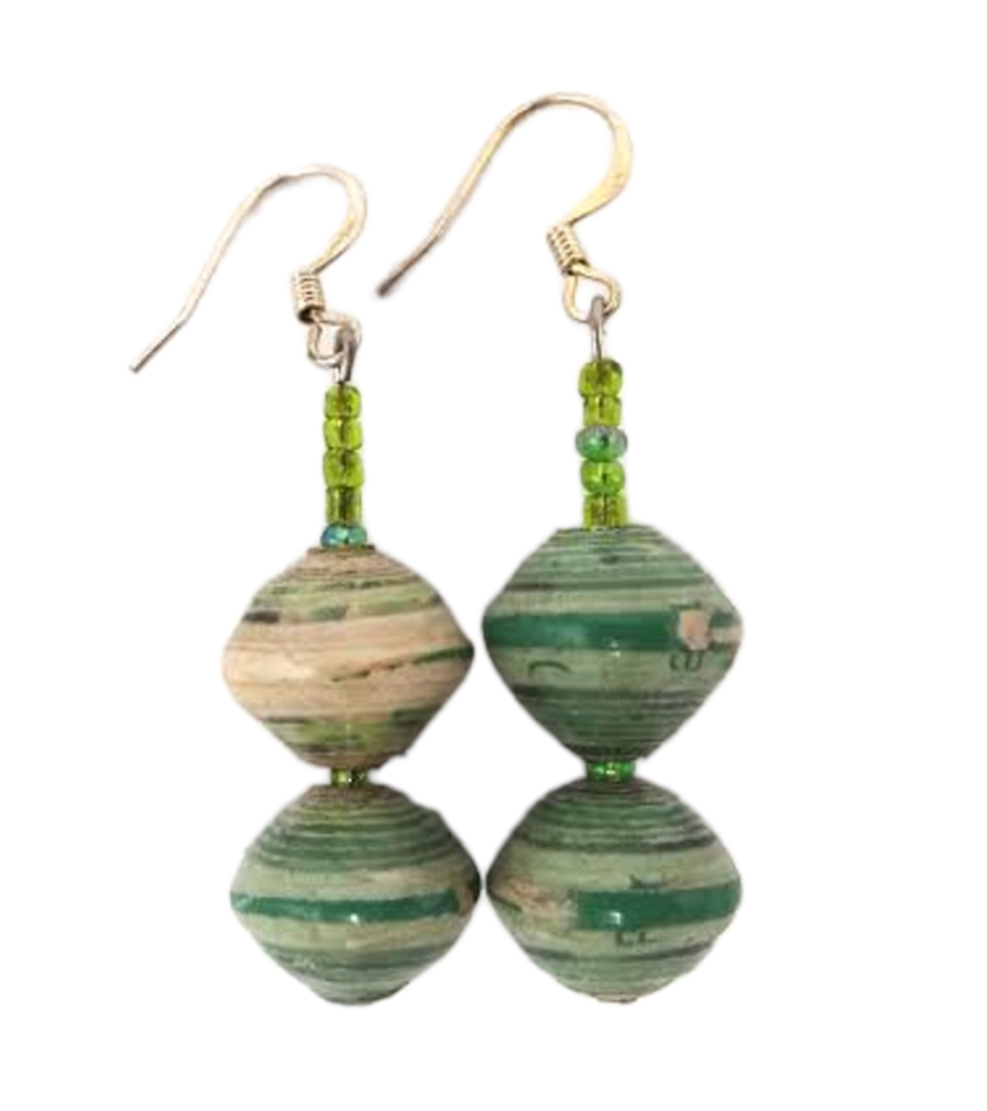 Handmade Green Bead Earrings