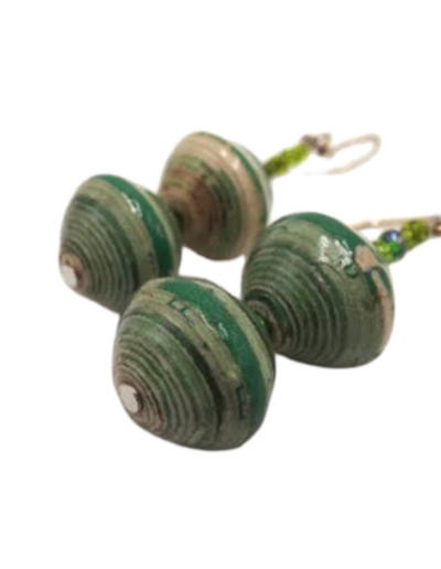 Handmade Green Bead Earrings