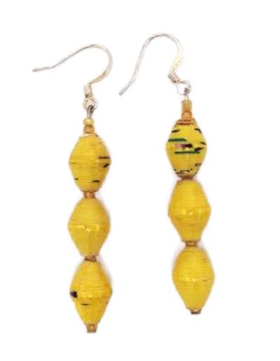 Handmade Yellow Beaded Earrings