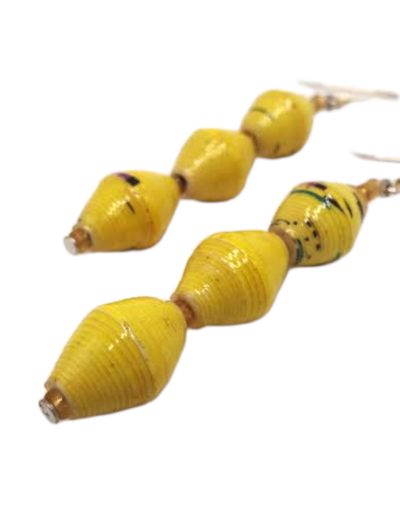 Handmade Yellow Beaded Earrings