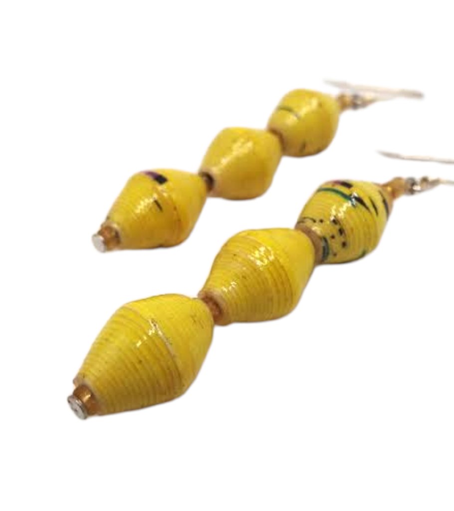 Handmade Yellow Beaded Earrings