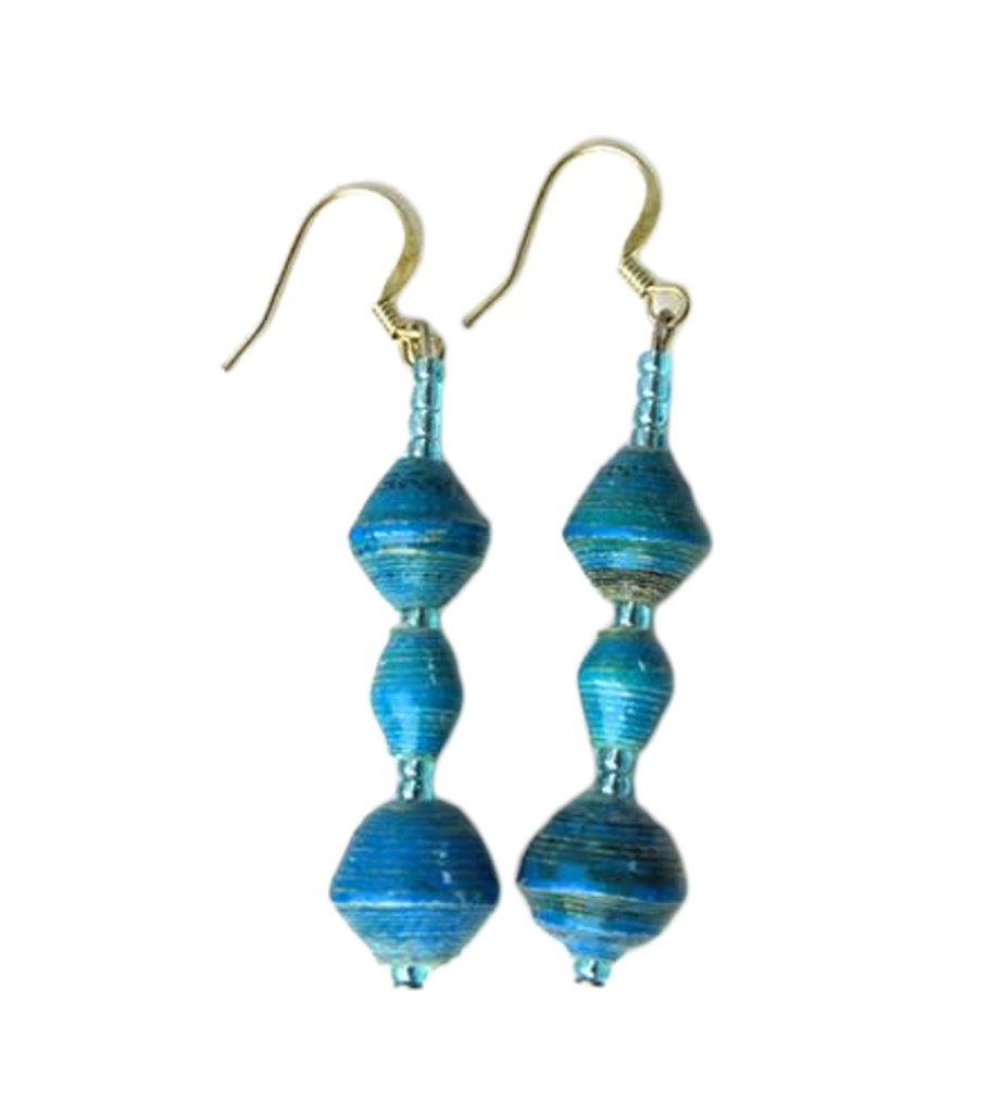 Handmade Blue Bead Earrings