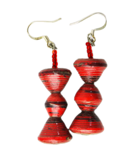 Handmade Red Bead Earrings