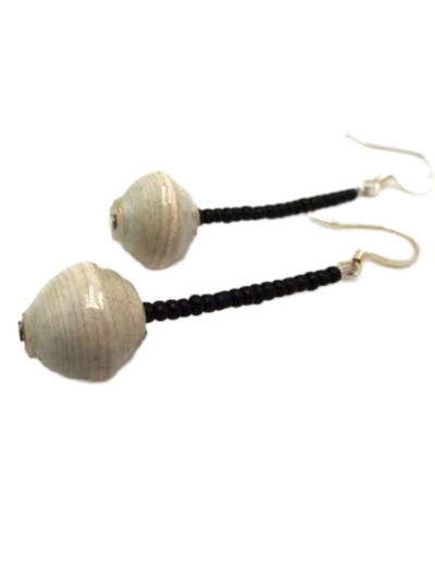 Handmade Grey Bead Earrings