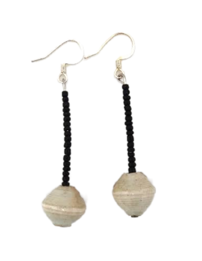 Handmade Grey Bead Earrings