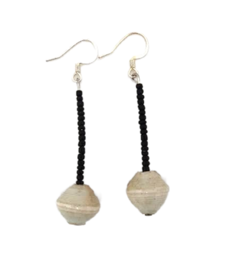 Handmade Grey Bead Earrings