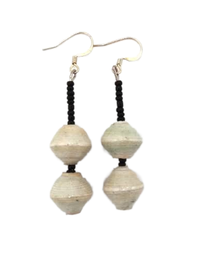 Handmade Grey Beaded Earrings