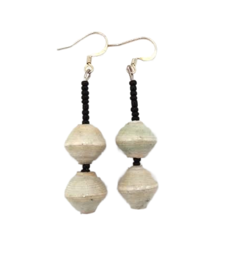 Handmade Grey Beaded Earrings