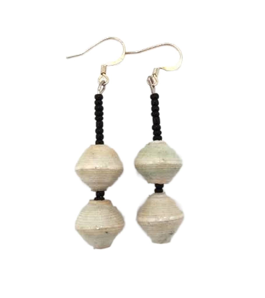 Handmade Grey Beaded Earrings
