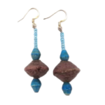 Handmade Blue and Brown Bead Earrings