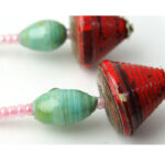 Handmade Red and Green Bead Earrings