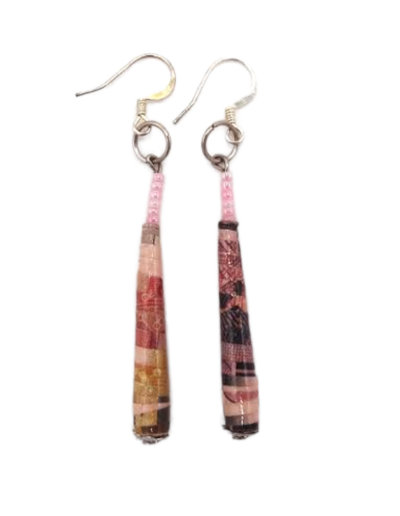 Handmade Pink Design Bead Earrings