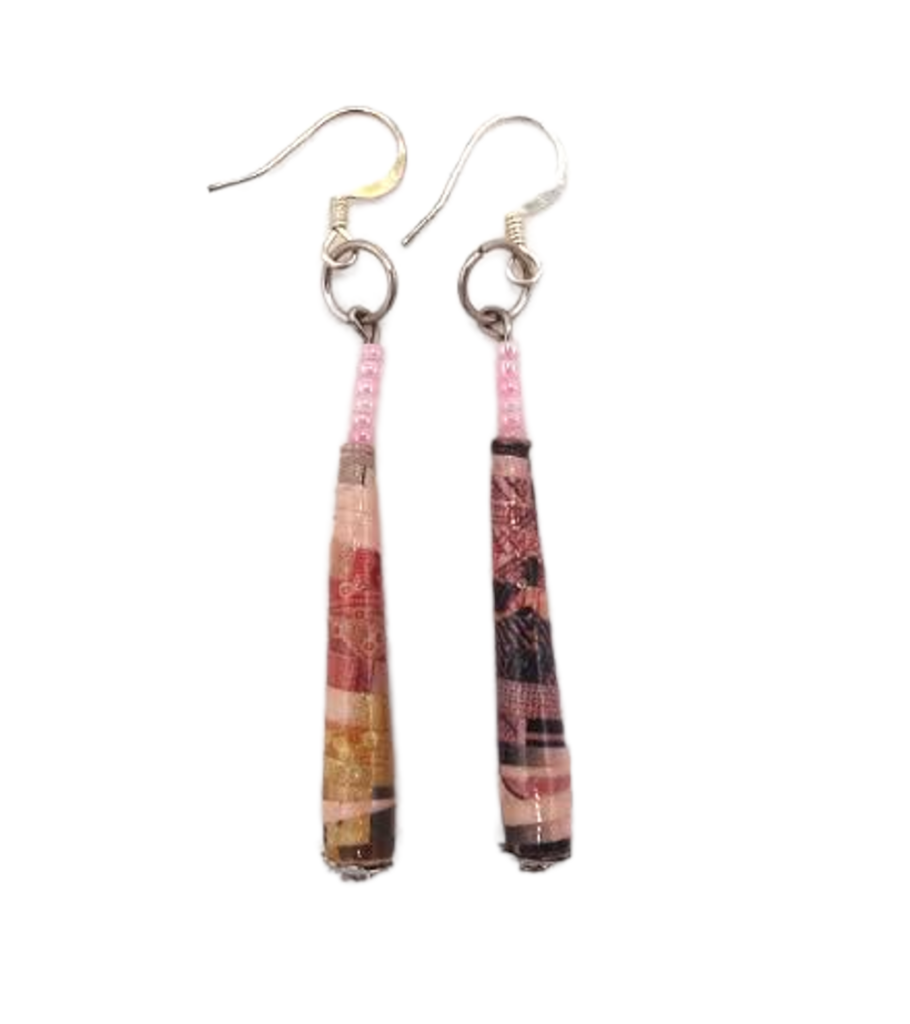 Handmade Pink Design Bead Earrings