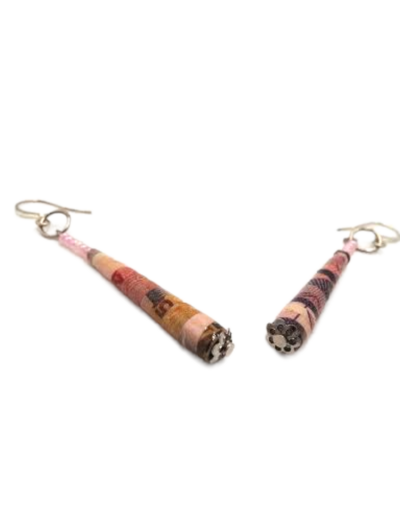 Handmade Pink Design Bead Earrings
