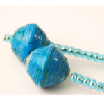 Handmade Blue Design Bead Earrings