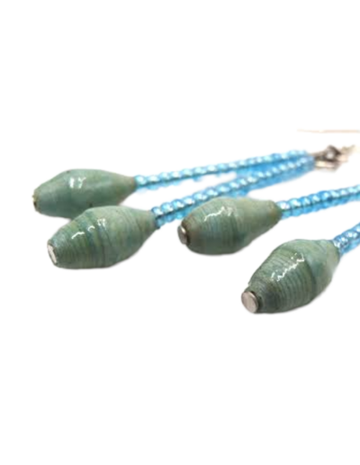 Handmade Green Design Bead Earrings