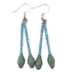 Handmade Green Design Bead Earrings