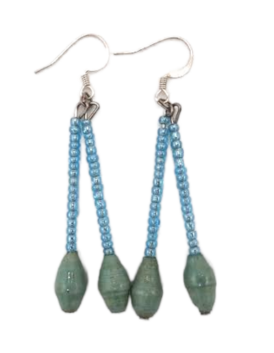 Handmade Green Design Bead Earrings