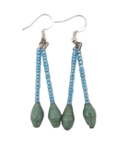 Handmade Green Design Bead Earrings