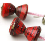 Handmade Red and Pink Bead Earrings