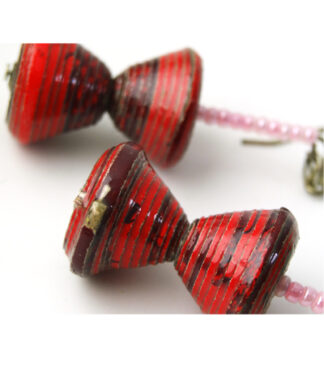 Handmade Red and Pink Bead Earrings